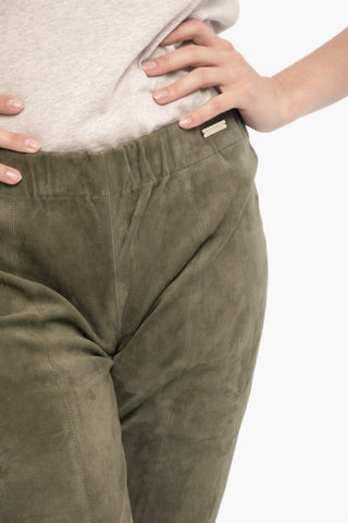 Elastic Waistband Suede Leggings