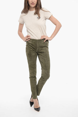 Elastic Waistband Suede Leggings