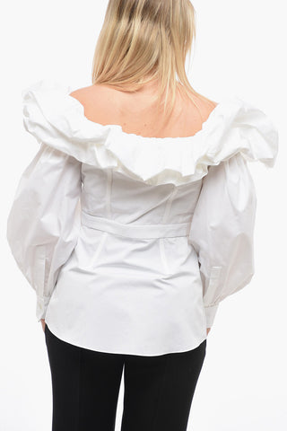Shirt with Frilled Neckline