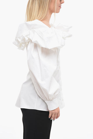 Shirt with Frilled Neckline