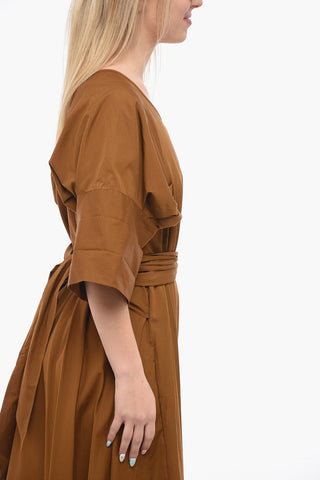 Short-sleeved Flared Dress with Tie Fastening