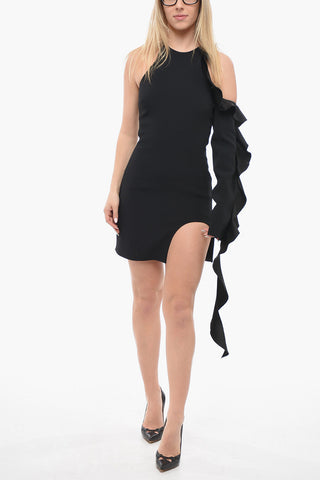 One-shoulder Sheath Dress with Ruffled Sleeve