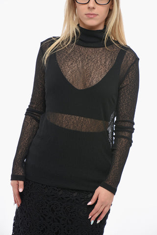 Maglia Semi Trasparente a Collo Alto