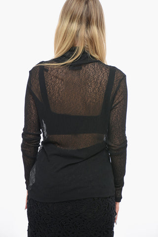Maglia Semi Trasparente a Collo Alto