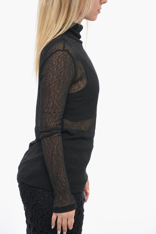 Semi-sheer Turtleneck Sweater