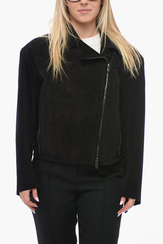 Suede Biker Jacket with Fringe Detail