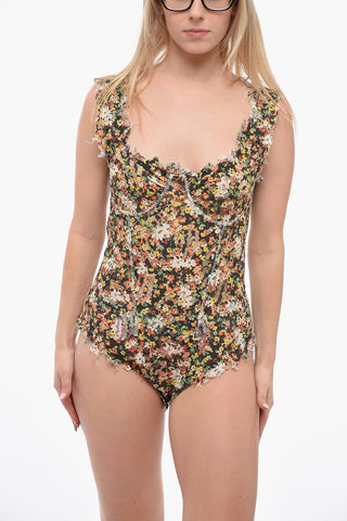 Floral Patterned LOVERS Bodysuit
