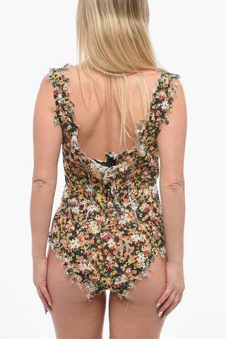 Floral Patterned LOVERS Bodysuit
