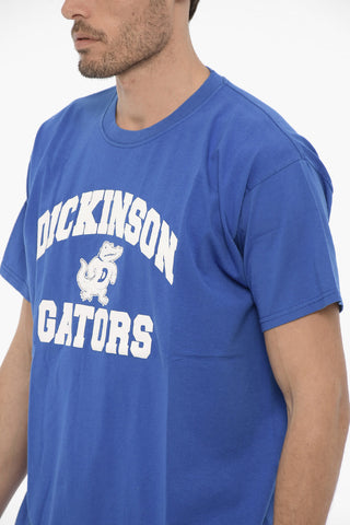 Crewneck T-Shirt with Embossed and Contrasting Print