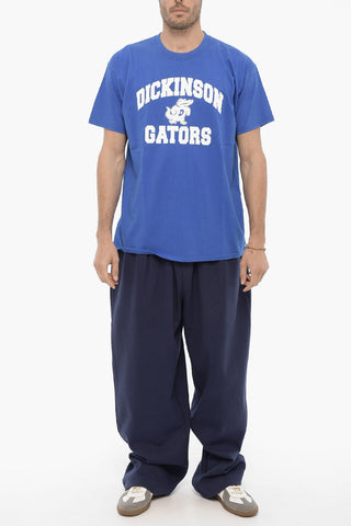 Crewneck T-Shirt with Embossed and Contrasting Print