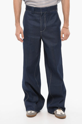 Jeans Loose Fit con Cuciture a Vista 32cm