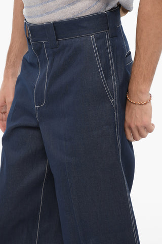 Jeans Loose Fit con Cuciture a Vista 32cm