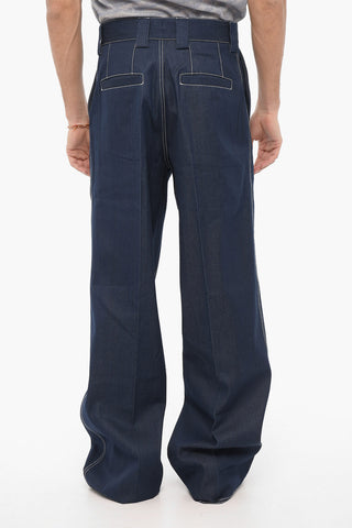 Jeans Loose Fit con Cuciture a Vista 32cm
