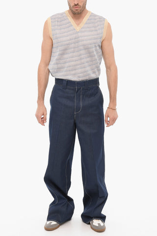 Jeans Loose Fit con Cuciture a Vista 32cm