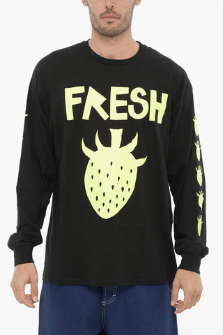 Crew-Neck Cotton T-shirt with Contrast Print