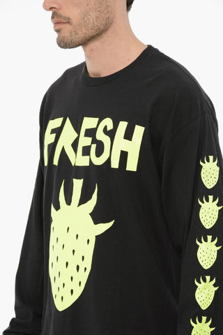 Crew-Neck Cotton T-shirt with Contrast Print