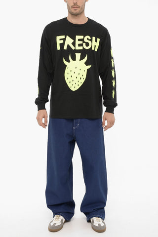 Crew-Neck Cotton T-shirt with Contrast Print
