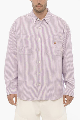 Two-Tone Striped Shirt with Double Breast Pocket