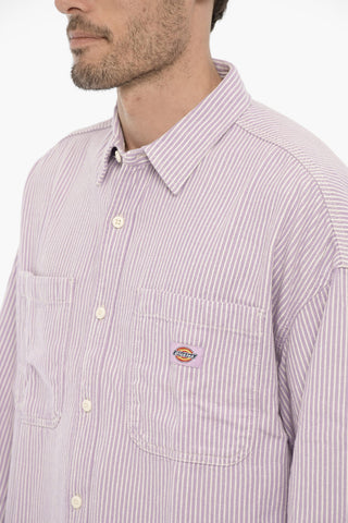 Two-Tone Striped Shirt with Double Breast Pocket