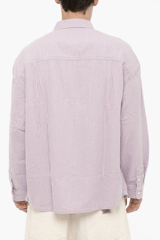 Two-Tone Striped Shirt with Double Breast Pocket