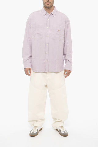 Two-Tone Striped Shirt with Double Breast Pocket