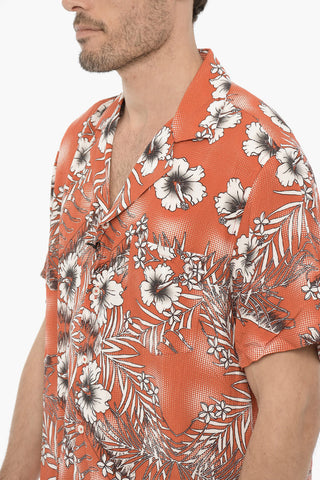 Floral-Motif Shirt with Breast Pocket