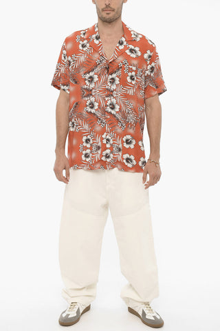 Floral-Motif Shirt with Breast Pocket