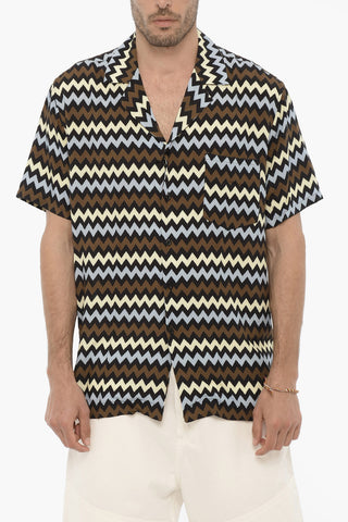 Short-Sleeved Geometric Patterned LIGHT BLUE EGYPT Shirt