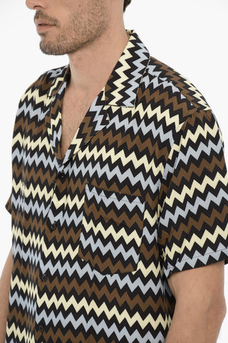 Short-Sleeved Geometric Patterned LIGHT BLUE EGYPT Shirt