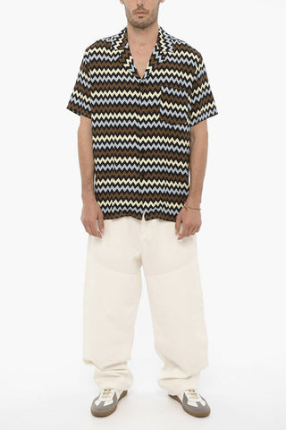 Short-Sleeved Geometric Patterned LIGHT BLUE EGYPT Shirt