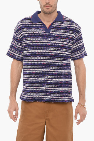 V-Neck Striped Polo Shirt
