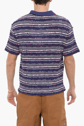V-Neck Striped Polo Shirt