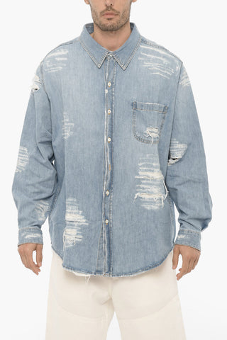 Distressed Denim Overshirt