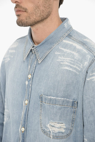 Distressed Denim Overshirt