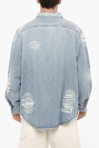 Distressed Denim Overshirt