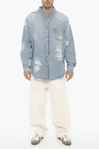 Distressed Denim Overshirt