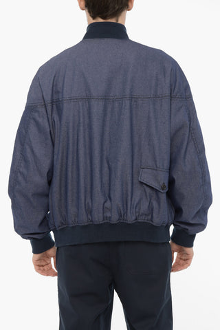 FOUR CLIMES Lightweight Denim Bomber Jacket with Hidden Closure