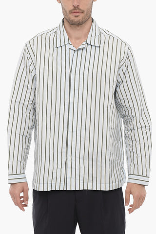 Hidden Closure Unbalanced Striped Shirt
