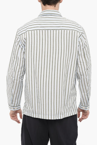 Hidden Closure Unbalanced Striped Shirt