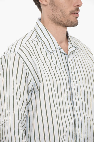 Hidden Closure Unbalanced Striped Shirt