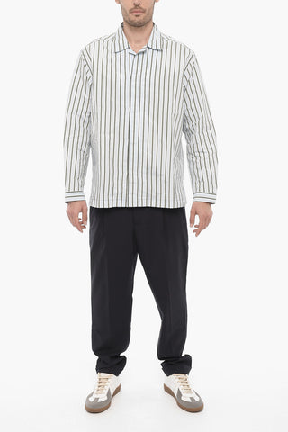 Hidden Closure Unbalanced Striped Shirt