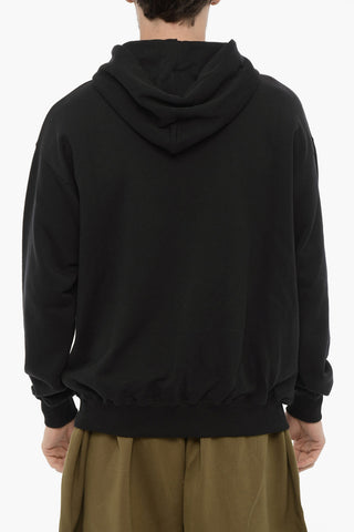 Brushed-Cotton Hoodie with Flower Embroidery