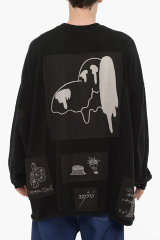 Crew-Neck Cotton Sweatshirt With Patches