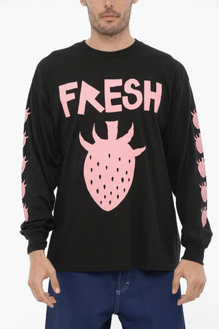 Crew-Neck Cotton T-shirt with Contrast Print