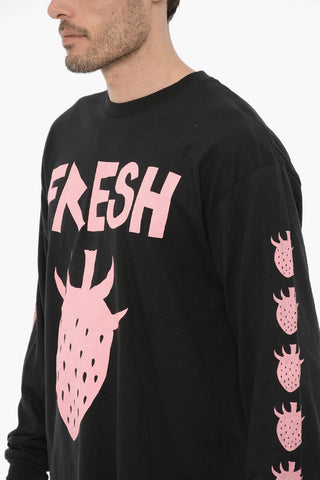 Crew-Neck Cotton T-shirt with Contrast Print
