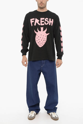 Crew-Neck Cotton T-shirt with Contrast Print