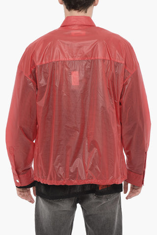 Semi-sheer Windbreaker Jacket with Pointed Collar