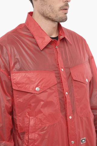 Semi-sheer Windbreaker Jacket with Pointed Collar