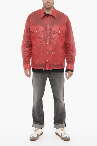 Semi-sheer Windbreaker Jacket with Pointed Collar