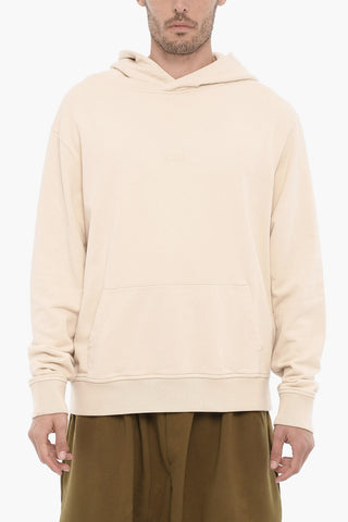 Felpa Hoodie in Cotone Garzato con Tasca a Toppa
